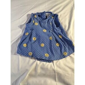 Carters Baby Girls Blue Daisy Polka Dot Romper Bodysuit 0 3 Months